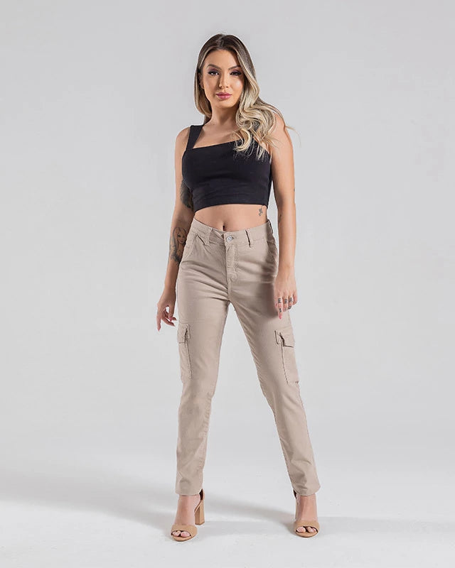 Calça Feminina Skinny Cargo Tamanho 38