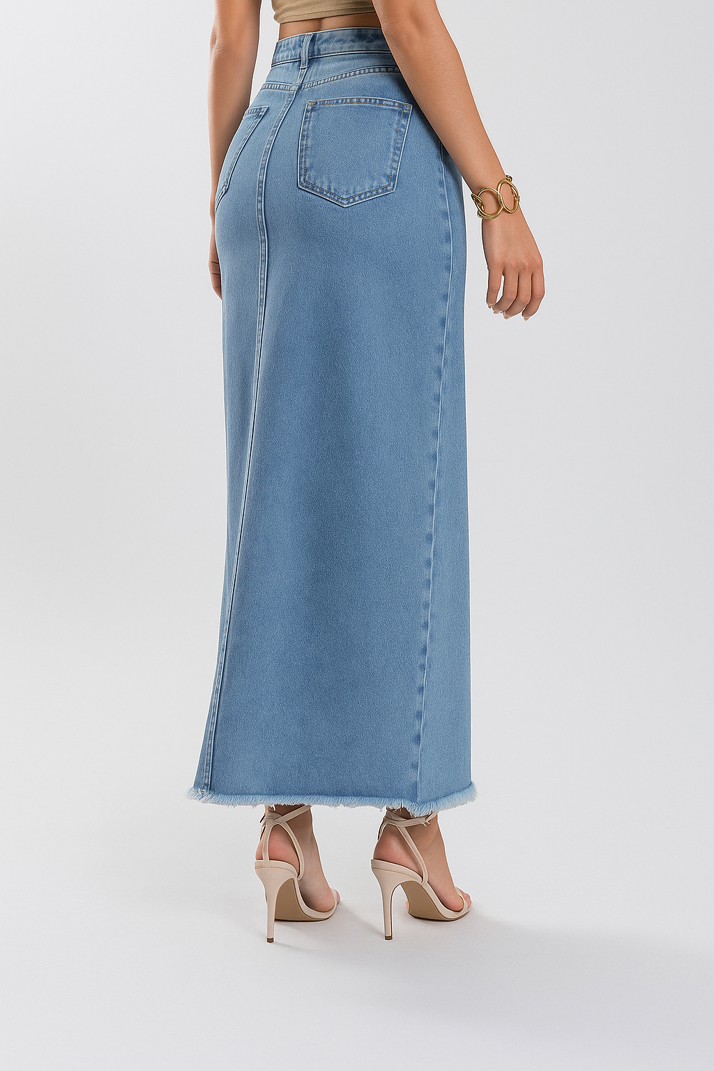 Saia Jeans Feminina Longa Tamanho 44