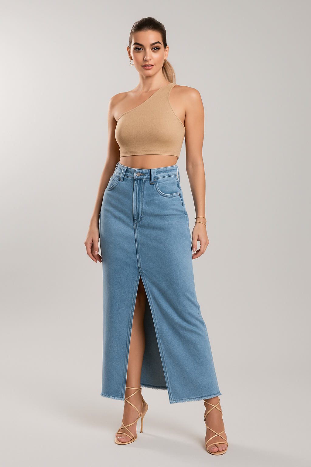 Saia Jeans Feminina Longa Tamanho 44