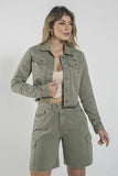 Jaqueta Feminina Cropped Barra Desfiada Tamanho GG