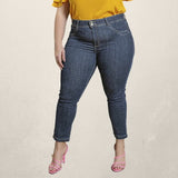 Calça Cigarrete Plus Size Jeans Escuro Tamanho 50