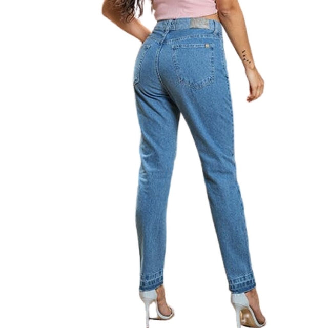 Calça Feminina Jeans Mom Bicolor Tamanho 40