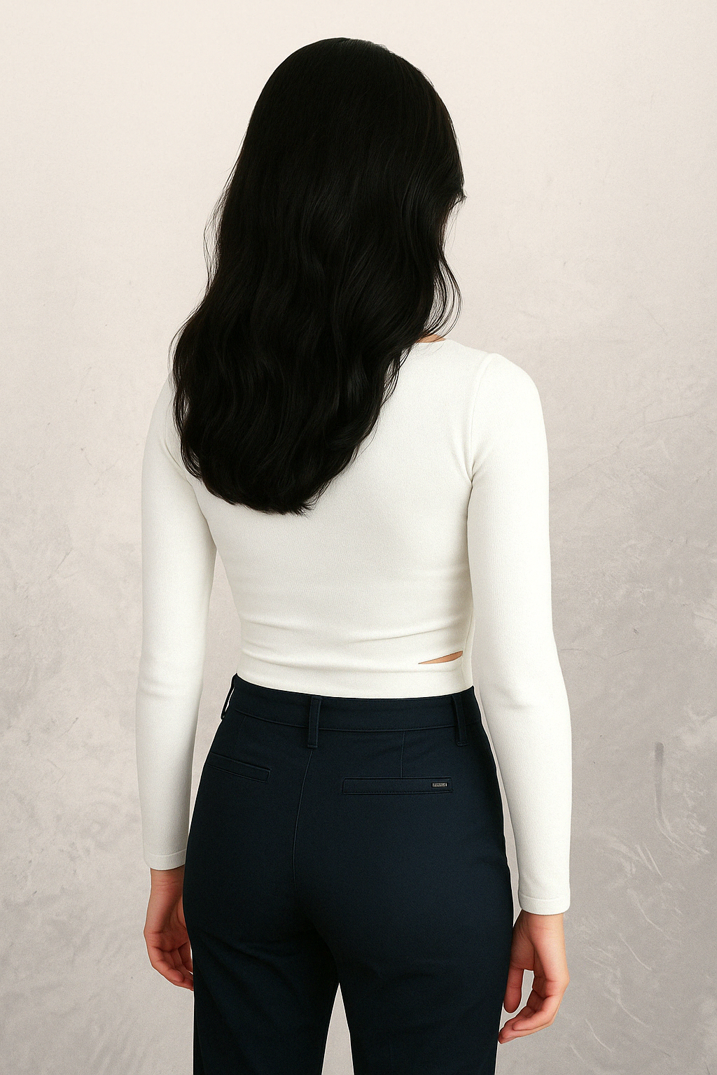Blusa Cropped Tricot Modal Liso com Recortes Branco Tamanho M